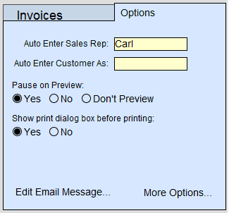 Set Up Invoice Options